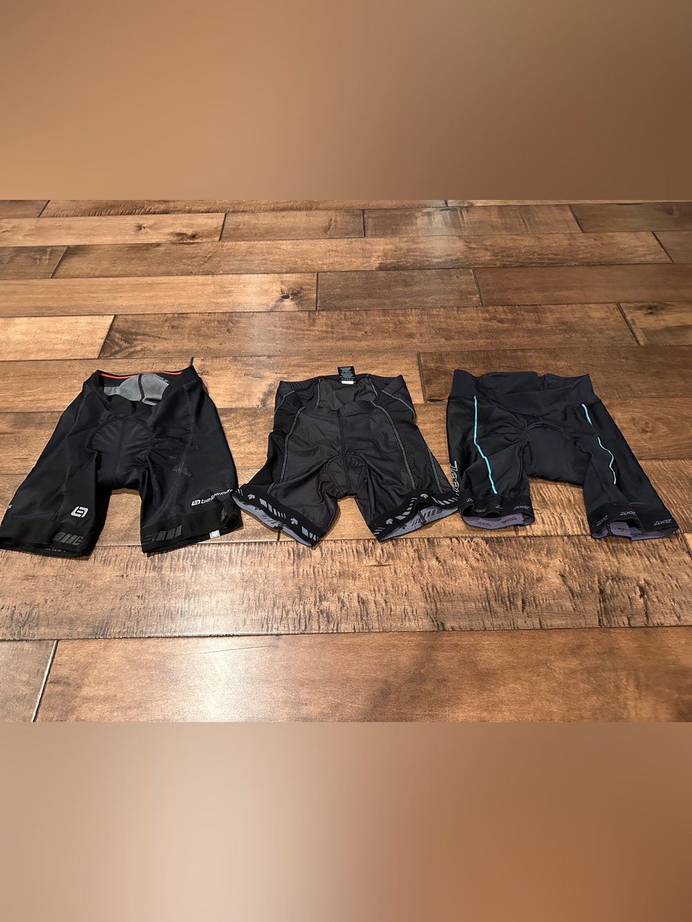 Bundle of 3 Bike and Swim/Tri Shorts Women Size S Zoot, Descente & Bellweather